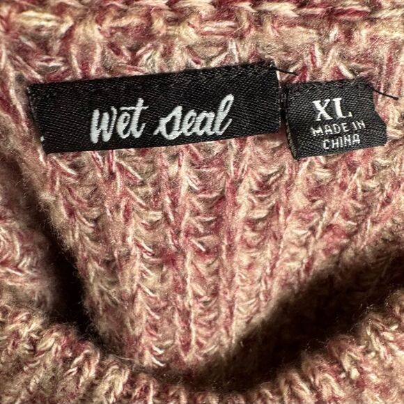 Burgundy wine and mocha long lantern sleeve cropped sweater size XL - Picture 5 of 6